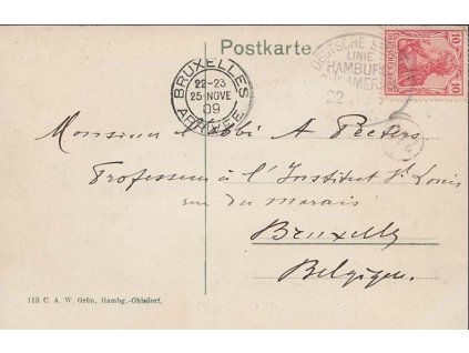 1909, DR Deutsche Seepost, Linie Hamburg-Südamerika, pohlednice