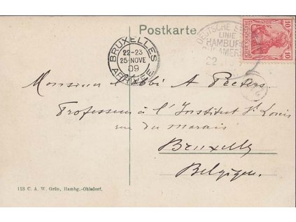 1909, DR Deutsche Seepost, Linie Hamburg-Südamerika, pohlednice