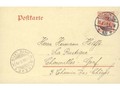 1910, DR Berlín, dopisnice zasl. do Švýcarska
