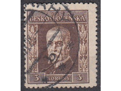 3Kč hnědá, I.typ, svislá pr.4, zk.Gilbert, Nr.192, razítkované