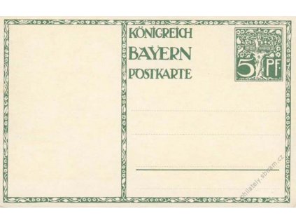 Bayern, 1911, celinová pohlednice 5Pf, neprošlé