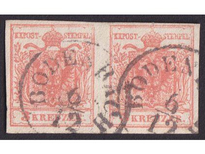 1850, 3 Kr Znak, 2páska, MiNr.3, razítkované
