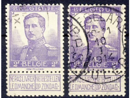 1912, 2Fr Albert, 2 ks - odstíny, razítkované
