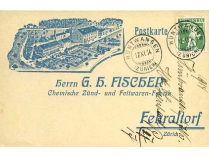 1914, DR Hütwangen, firemní karta s přítiskem