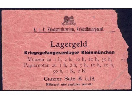 1914, Lagergeld, sáček od táborových mincí