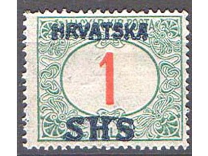 1918, 1f červené číslo, doplatní, * po nálepce, hledané