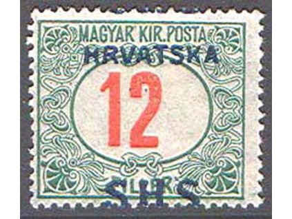 1918, 12f Červené číslo, doplatní, * po nálepce