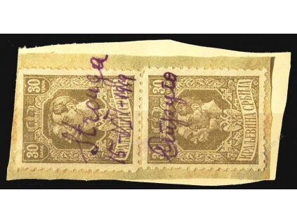 1918, 30Pa MiNr.140, 2páska, výstřižek, přepis