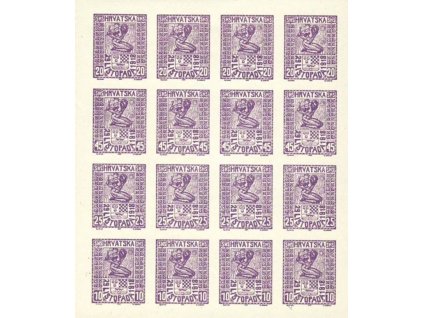 1918, 20Fil Výjev, nezoubkovaný 16kusový, **