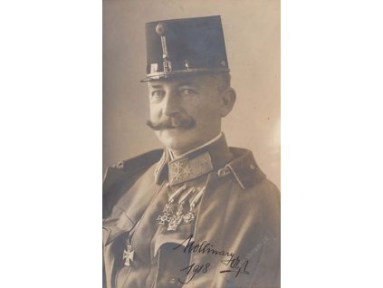 1918, generál Molinary, fotopohlednice s podpisem