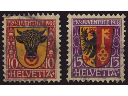 1918, 10-15C série, MiNr.143-44, razítkované
