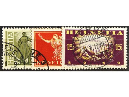 1919, 7 1/2-15C série PAX, MiNr.146-48, razítkované