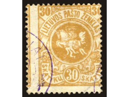 Lietuvos, 1919, 30Sk Znak, razítkované, posun