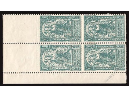 1919, 50Vin zelená, 4blok, smíšená perforace, **
