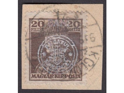 1919, Neu-Rumänien, 20B Karel, stříbrný přetisk