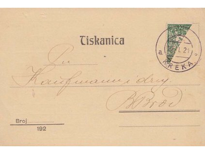 1921, DR Kreka, firemní tiskopis vyfr. zn. 10Pa, zasláno do B.Brodu