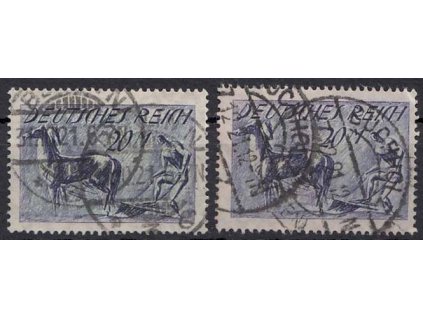 1921, 20M Oráč, 2 ks - odstíny, MiNr.176a,176b, razítkované, dv