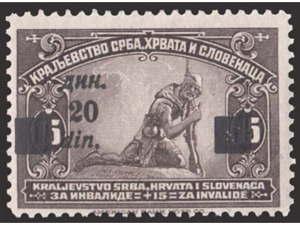 1922, 20Din/15Pa hnědá, MiNr.167, * po nálepce