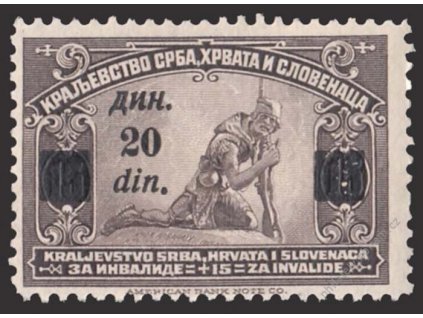 1922, 20Din/15Pa hnědá, MiNr.167, těžší *