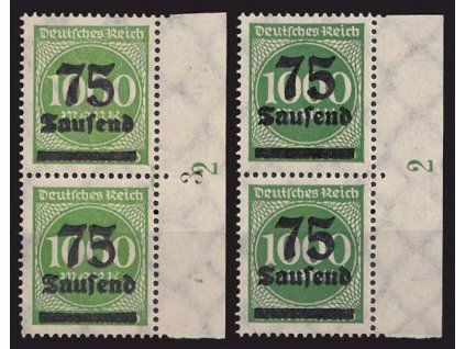 1923, 75Tsd/1000M zelená, 2pásky - odstíny barev, **