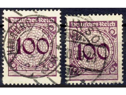 1923, 100Pf fialové, razítkované, posun hřebene