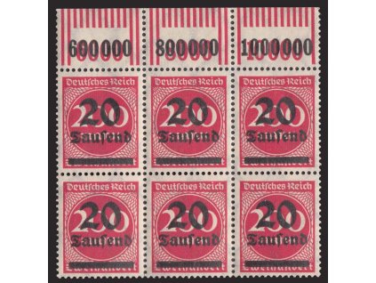 1923, 20Tsd/200M červená, 6blok, počítadla, MiNr.282, **