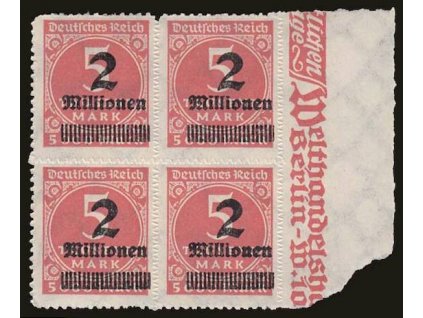 1923, 2Mio/5000M červené, 4blok, reklamní okraj, **