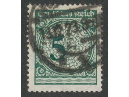 1923, 5Pf zelená, posun číslice 5, razítkované