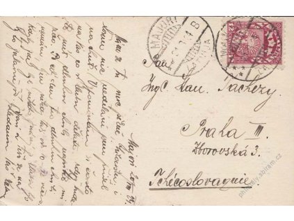Latvija, 1924, DR Majori, pohlednice zaslaná ČSR