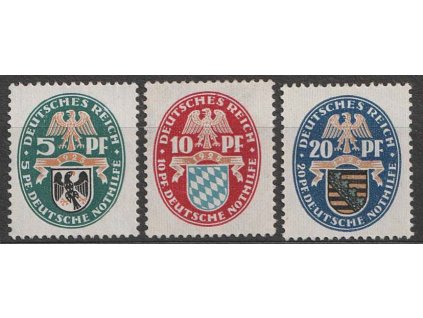 1925, 5-20Pf série, MiNr.375-77, * po nálepce