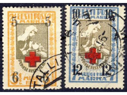 Eesti, 1926, 5-10M série Červený kříž, razítkované