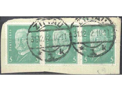 1928, 5Pfg Hindenburg, MiNr.411, výstřižek, použito po platnosti