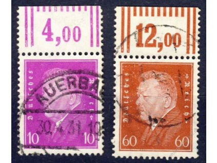 1928/30, 10 a 60Pf Ebert, Nr.421,435, razítkované