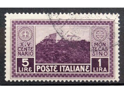 1929, 5L Monte Cassino, MiNr.323, razítkované