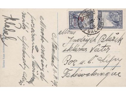 1929, DR Galata, pohlednice zasl. do ČSR