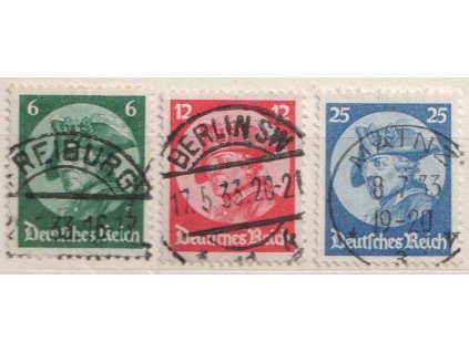 1933, 6-25Pf série, MiNr.479-81, razítkované