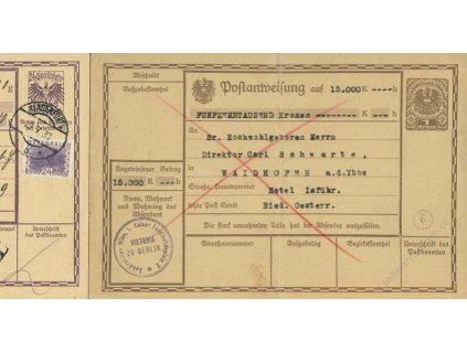 1933, DR Klagenfurt, Postanweisung, přeloženo