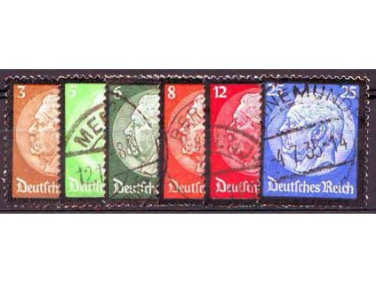 1934, 3-25Pf série, MiNr.548-53, razítkované