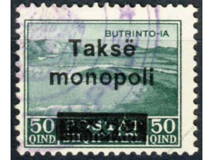 1934, 50Q s přetiskem Takse monopoli, razítkované