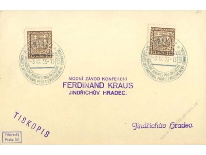 1935, Praha, Kongres pro obchodní vzdělání, karta