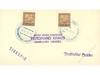 1935, Kladno, Odhalení desky Čermákovi, karta