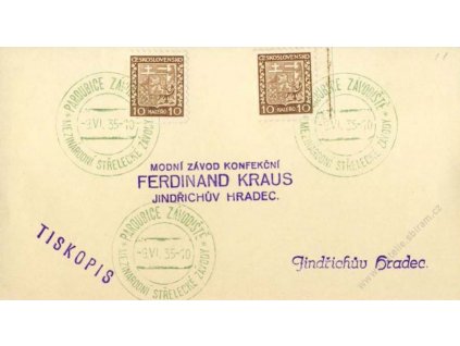1935, Pardubice Závodiště, Střelecké závody, karta