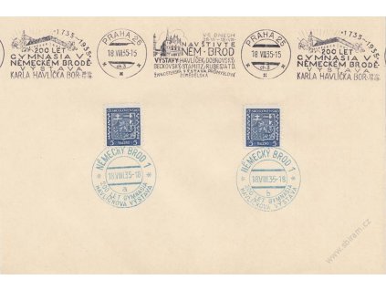 1935, Německý Brod, 200 let gymnásia, pamětní list, A5