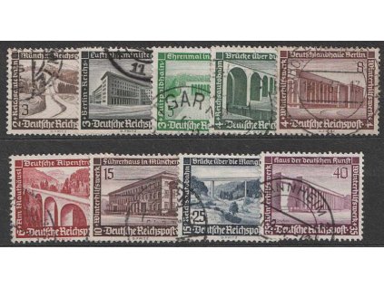 1936, 3-40Pf série, MiNr.634-42, razítkované