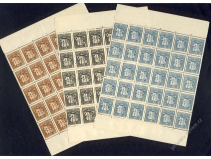 Francouzská, 1936, 1, 2 a 3C Znaky, 30bloky, **
