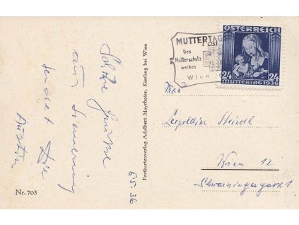 1936, Wien, Muttertag, pohlednice zasl. do ČSR