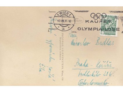 1936, Wien, Kaufet Olympia-Lose, pohlednice