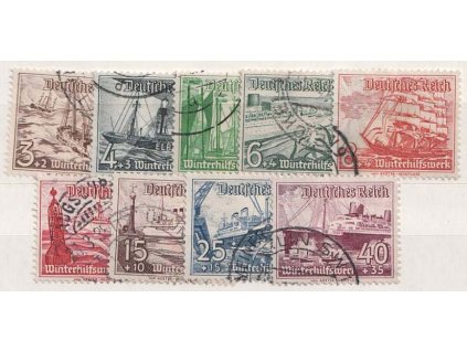 1937, 3-40Pf série, MiNr.651-59, razítkované