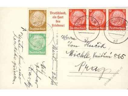 1937, DR Berlin, pohlednice, zasl. do Prahy