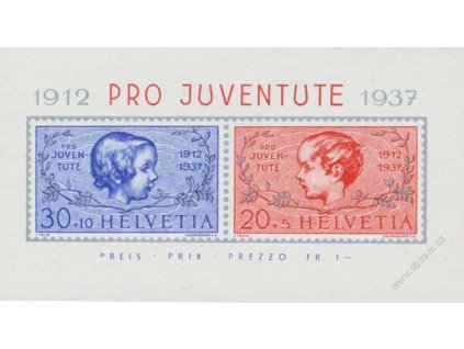 1937, aršík Pro Juventute, MiNr.Bl.3, **/*